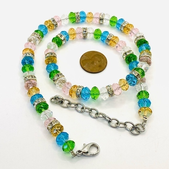 Necklace Faceted Crystal Rhinestone Beads 
17.5”+ 3” Jewelry - Picture 2 of 7